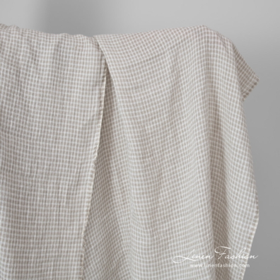 beige checks transparent linen, washed.