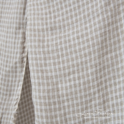 beige checks transparent linen, gauze.