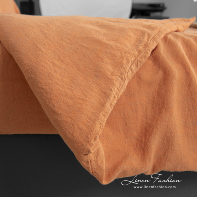 linen cotton orange bedlinen with duvet cover different sizes.