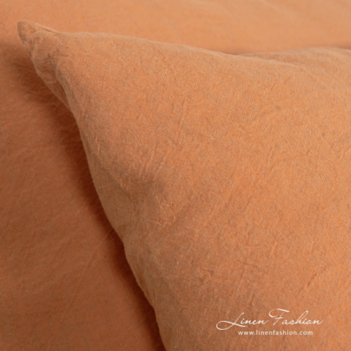 linen cotton orange bedlinen, pillow case.