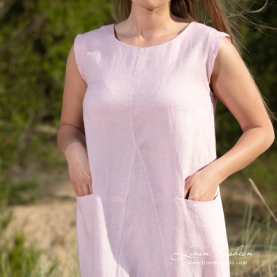 rose linen dress washed.