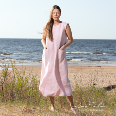 rose linen dress.