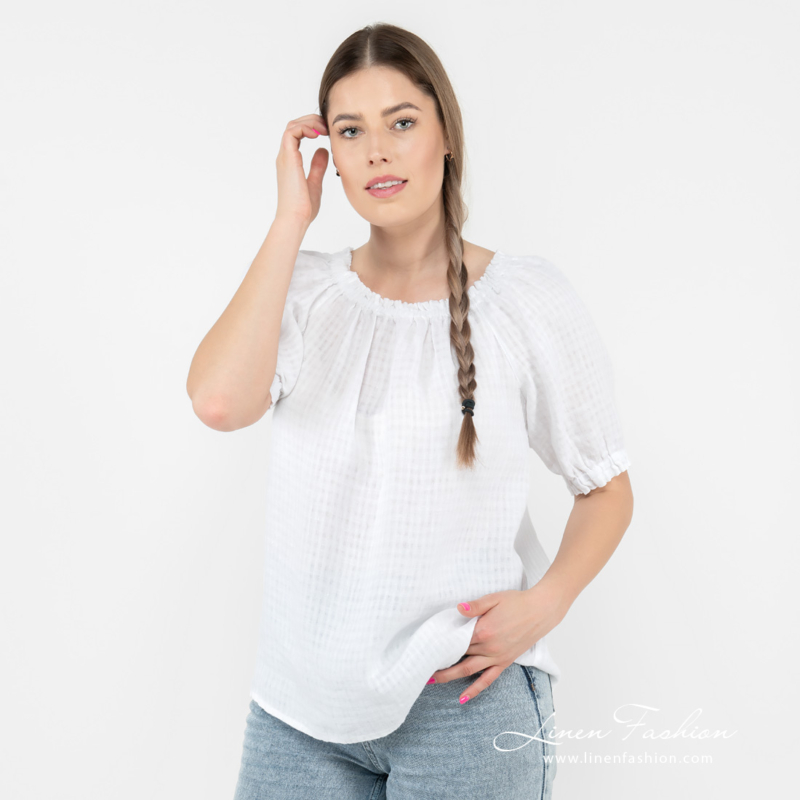 white linen blouse short sleeves.