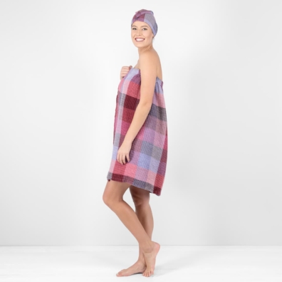 lilac wrap linen towel, bingo, waffle, washed.