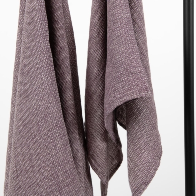 linen violet bath towel, waffle.