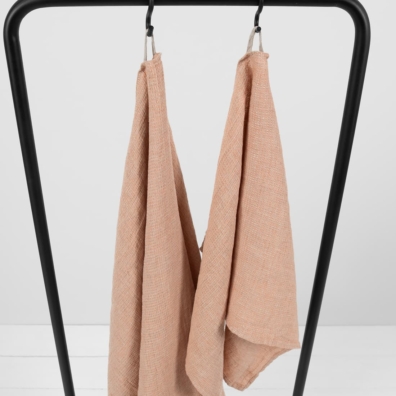 linen powder towel with hanger.|