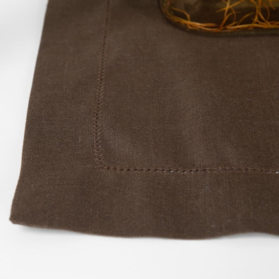 linen cotton brown placemat with hemstitch