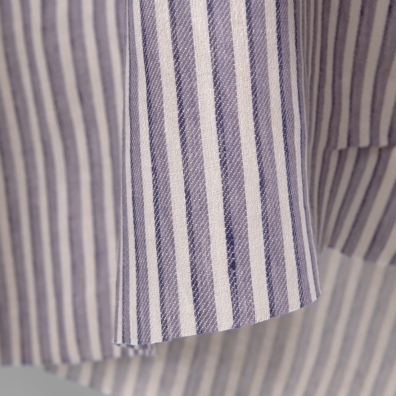 linen twill striped fabric violet blue, other side less dominating.