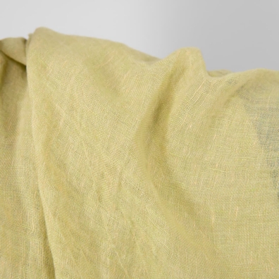 yellow gauze linen fabric washed, open weave