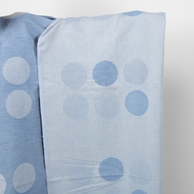 Linen cotton jacquard blue fabric, both sides.