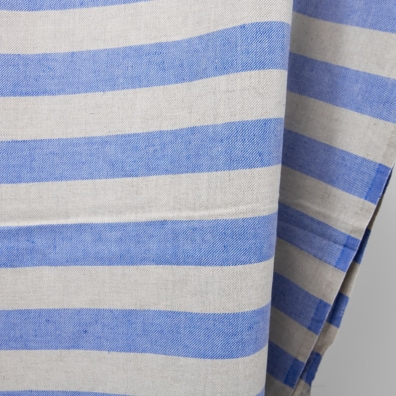 linen cotton blue beige stripes, width 150cm.