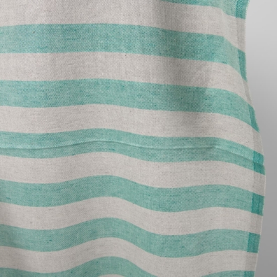 linen cotton beige green stripes, horizontal