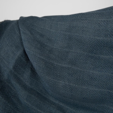 linen cotton navy fabric in rhombus, stripes