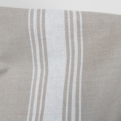 linen cotton fabric in stripes white natural, plain weave