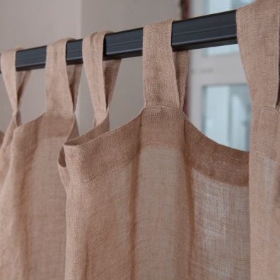 white coffee linen curtains, with loops