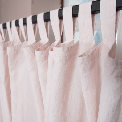 light pink linen curtains, with loops
