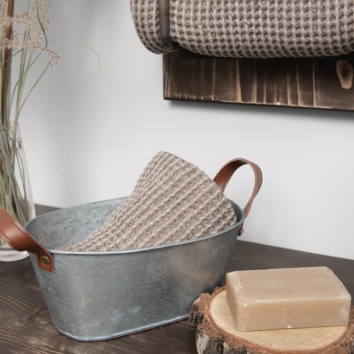 grey brown linen bath towel, small size