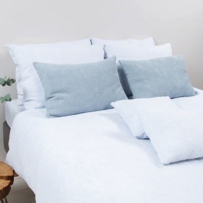 duvet cover in ice blue linen, washed, Arctica