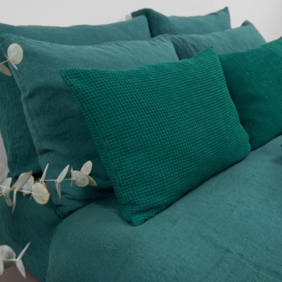 emerald duvet cover in pure linen, washed