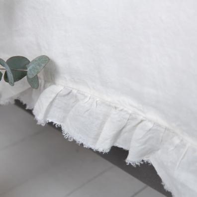 off white linen duvet cover with ruffles 8.5cm.