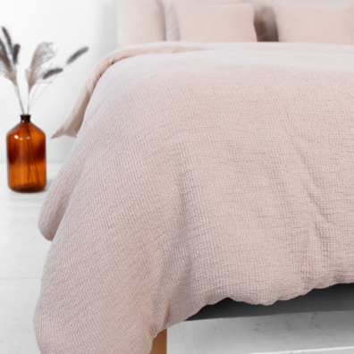 half linen duvet cover, one side waffle, plain