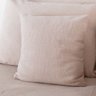 half linen cushion cover plain light brown