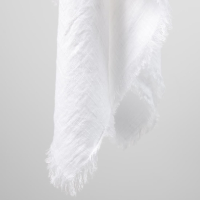 white linen scarf, with fringes