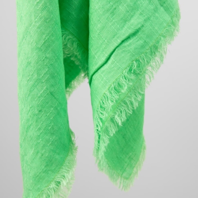apple green linen scarf with fringes