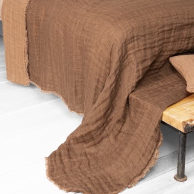 brown linen bedspread, double sided, 2 colors