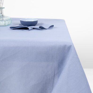 linen cotton tablecloth light blue, ini color