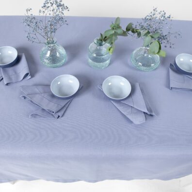 linen cotton tablecloth light blue, border 4cm. with hemstitch