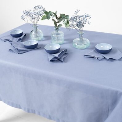 linen cotton tablecloth light blue, good price