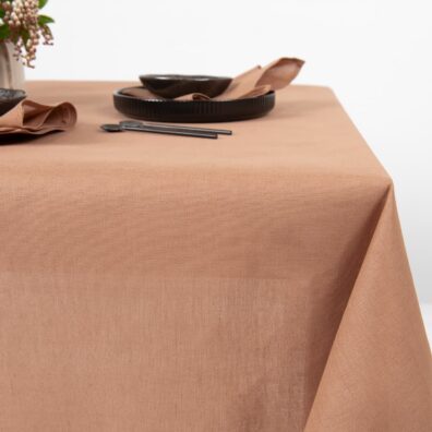 linen cotton light brown tablecloth, 160gr/m2.