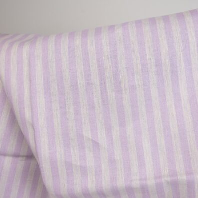 linen striped fabric lilac non washed
