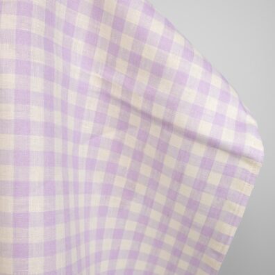 linen fabric vanilla lilac checks