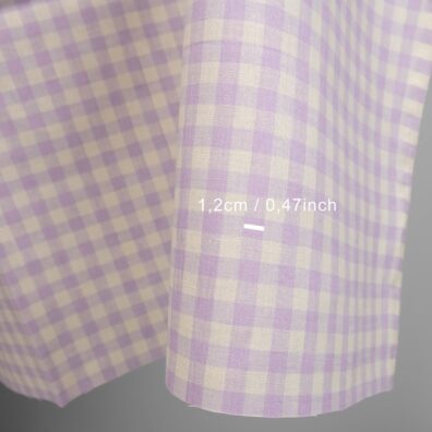 linen fabric vanilla lilac checks 1.2cm