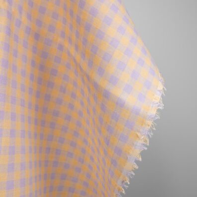 lilac yellow checks linen fabric non washed