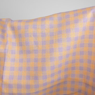lilac yellow checks linen fabric 150cm. width