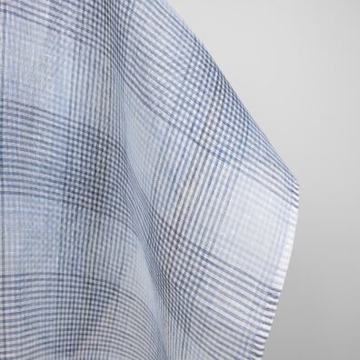 linen blue checks fabric gauze transparent