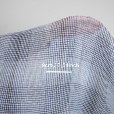 linen blue checks fabric gauze 9cm checks