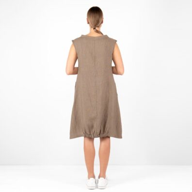 linen brown dress from backside