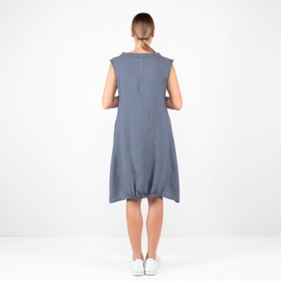jeans blue linen dress from backside