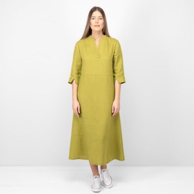 apple green linen dress