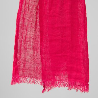 cyclamen linen shawl; with fringes