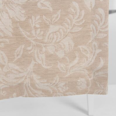 half linen brown floral runner, not washed