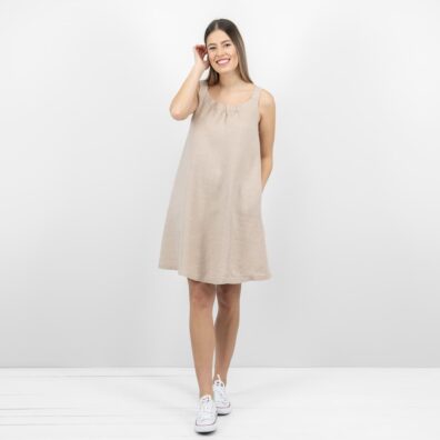 sand linen dress sleevless