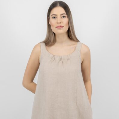 sand linen dress sleevless washed
