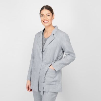 grey linen jacket with pockets