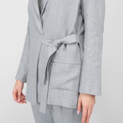 grey linen jacket with belt