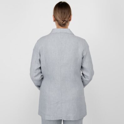 grey linen jacket from backside